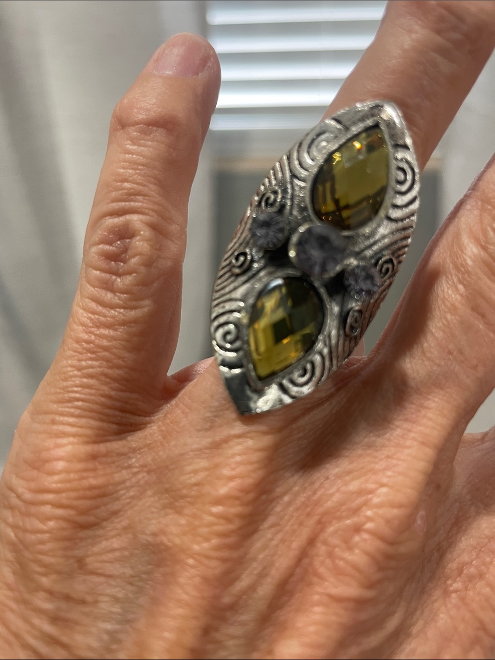 Silver-Tone FASHION Statement Ring size 7 but can go smaller